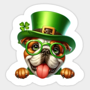 St Patricks Day Peeking Bulldog Sticker